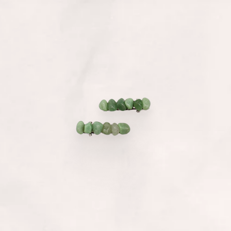 Green Aventurine 2-Pack Mini Hair Clips